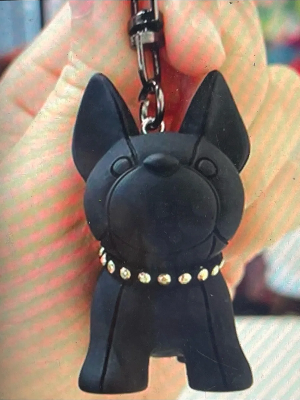 Kids Silicone French Bulldog Keychain - Red and Black